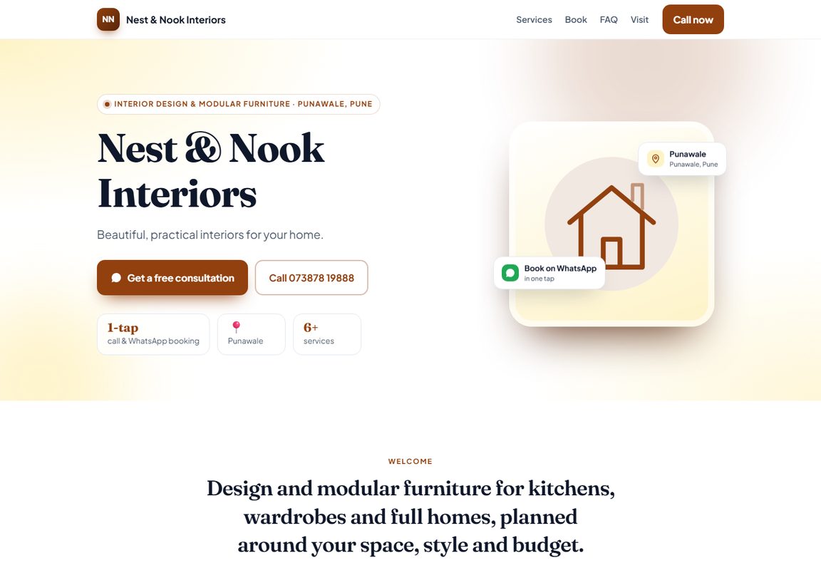 Sample website for an interiors business