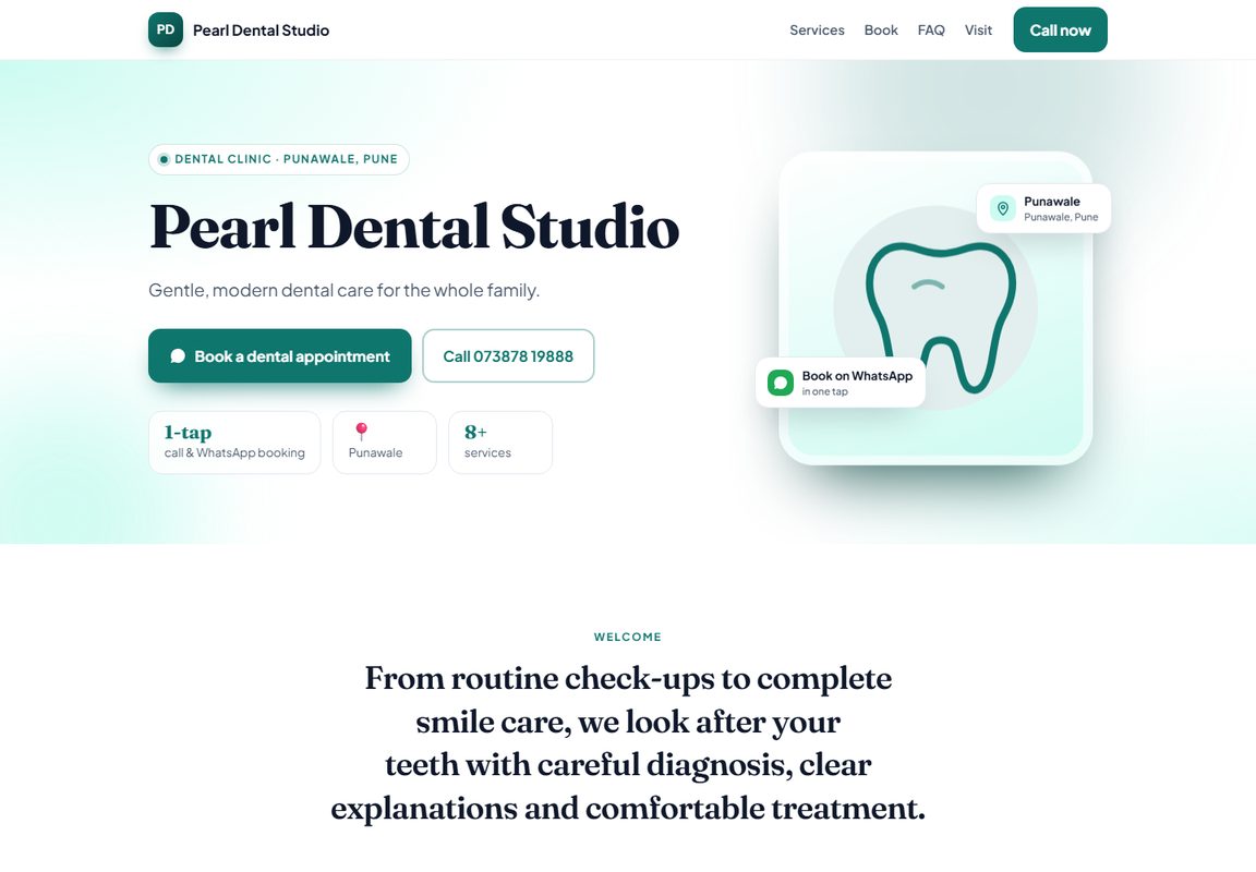 Sample website for a dental clinic